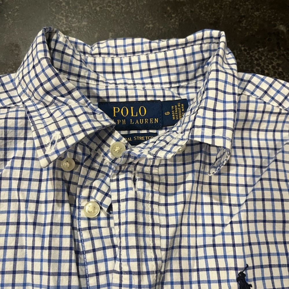 Polo by Ralph Lauren White and Blue Plaid Men's Shirt